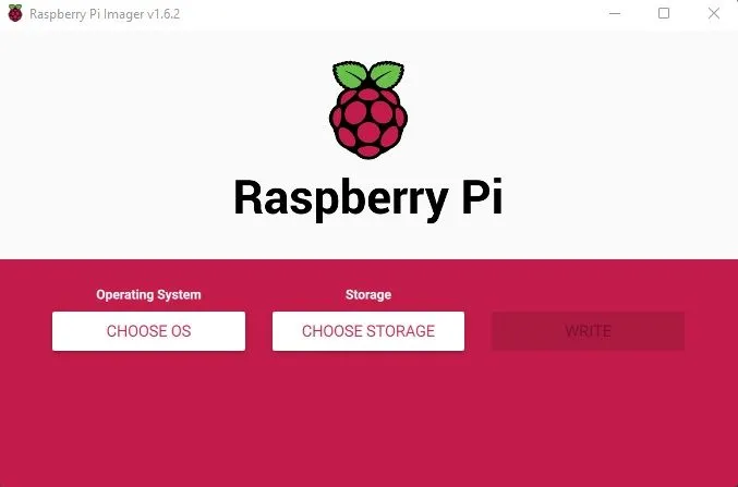 Raspberry Pi Imager main screen
