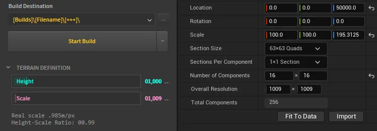 Height in Gaea to Scale in Unreal Engine